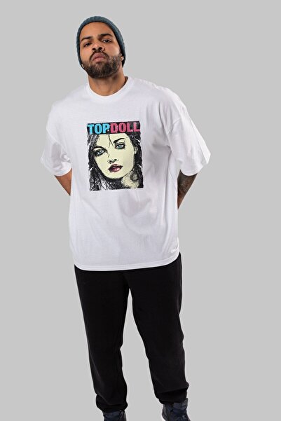 Ankhises Топдол Стритвер бела T-shirt Oversize kroj са Štampano на предњој ст...