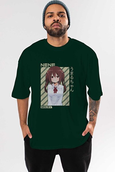 Ankhises Nene Ebina 1 Anime Front Štampano Emerald Green Oversize kroj T-shir...