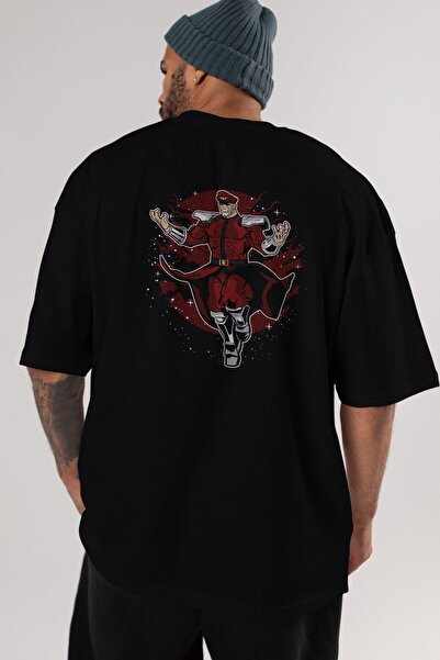 Ankhises M BISON Leđa Štampano Crna Oversize kroj T-shirt Unisex Muškarci Žen...