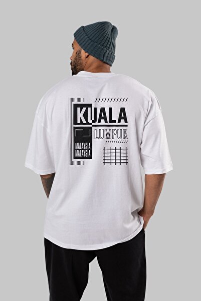 Ankhises Kuala Lumpur Arka Štampano Bela Oversize kroj T-shirt Unisex Muškarc...