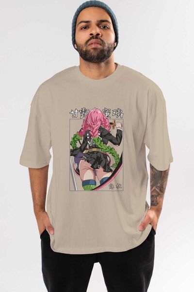 Ankhises DEMONSLAYER Anime με μοτίβο μπεζ μπλουζάκι Oversize - Ανδρικά Γυναικεία