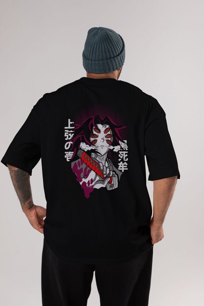Ankhises kokushibo DEMON SLAYER Anime Back Printed Black Oversize t-shirt Men Women