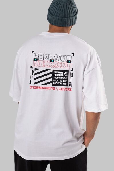 Ankhises Hokkaido Početna Povratak Štampano Bela Oversize kroj T-shirt Unisex...