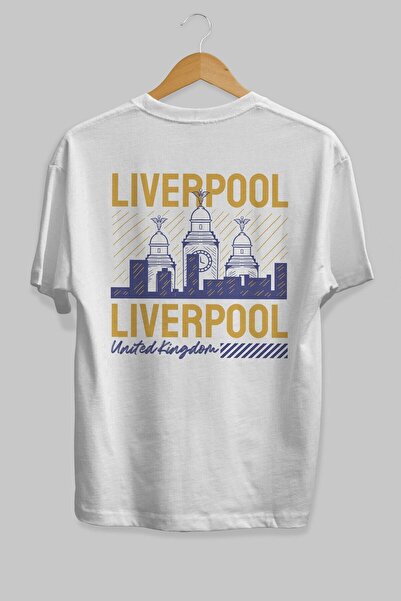 Ankhises تي شيرت ليفربول أبيض كبير الحجم مطبوع من الخلف للجنسين للرجال والنسا...