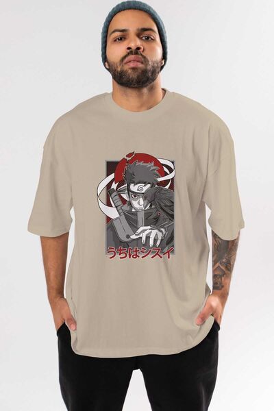 Ankhises SHISUI UCHIHA NARUTO Tricou supradimensionat Bej Imprimat Anime Bărb...