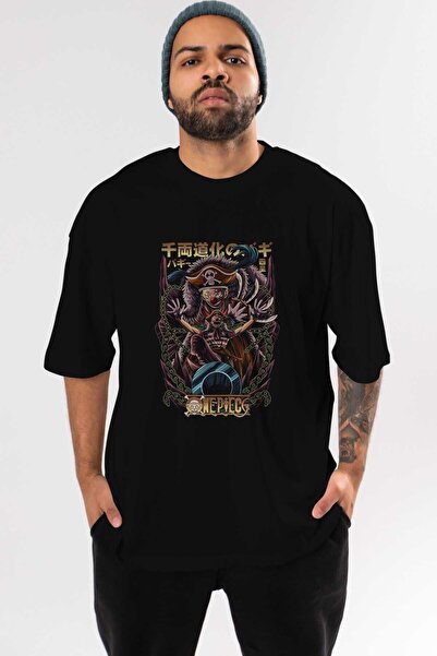 Ankhises ONE PIECE (5) Anime Prednja Štampano Crna Oversize kroj T-shirt Mušk...