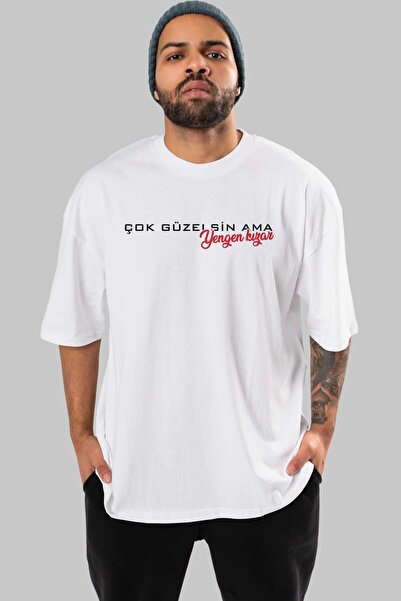 Ankhises „Тако си лепа, али твоја тетка“ бела T-shirt Oversize kroj са Štampa...