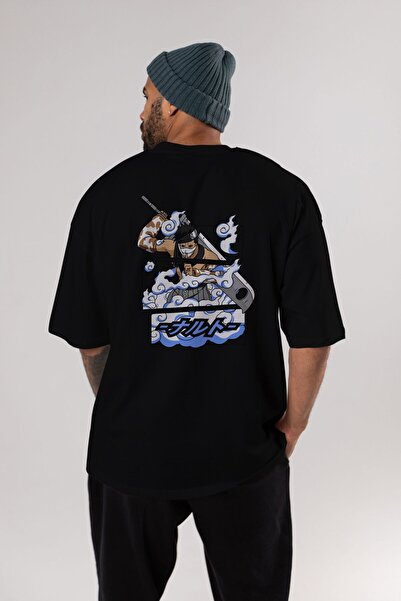 Ankhises Zabuza Momochi Anime Leđa Štampano Crna Oversize kroj T-shirt Muškar...