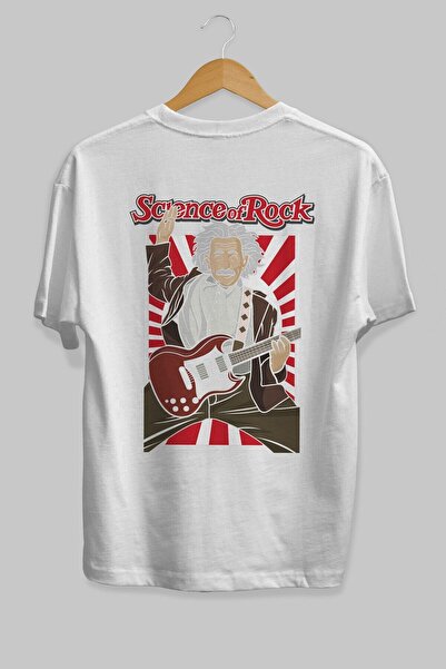 Ankhises Einstein Science Back Štampano Bela Oversize kroj T-shirt Unisex Muš...