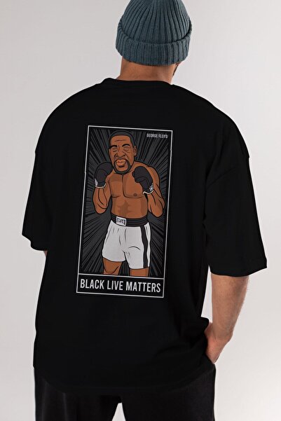 Ankhises Τζορτζ Φλόιντ Πίσω εμπριμέ μαύρο μπλουζάκι υπερμεγέθη Unisex ανδρικό...