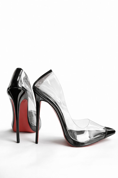 HAYYSHOES Galadriel Şeffaf Siyah Rugan 1 Cm Gizli Platformlu Stiletto Kadın Y...