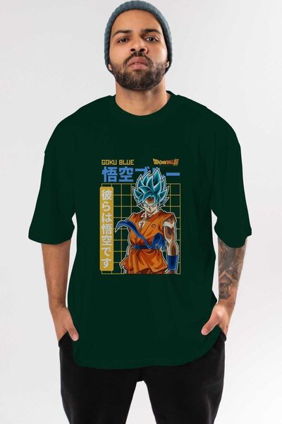 Ankhises GOKU 1 Anime Front Štampano Emerald Green Oversize kroj T-shirt Mušk...