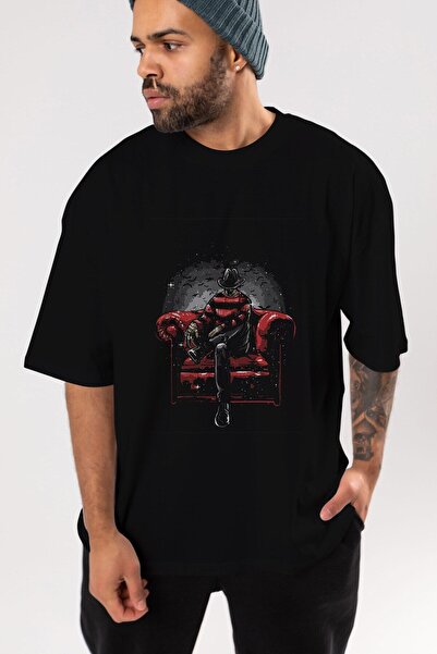 Ankhises Nightmare Side εμπρός εμπριμέ μαύρο μπλουζάκι Oversize Unisex Ανδρικ...