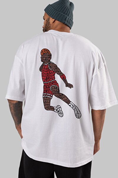 Ankhises Slamdunk Back Štampano Bela Oversize kroj T-shirt Unisex Muškarci Že...