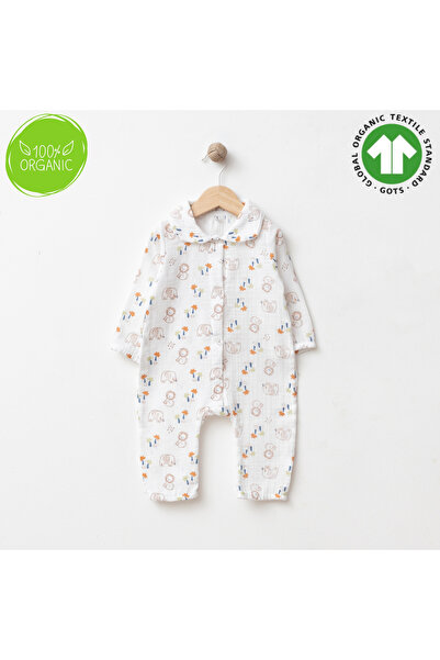 tinibud Gots Sertifikalı Organik Pamuk Müslin Unisex Bebek Tulum 3-6-9-12 Ay ...