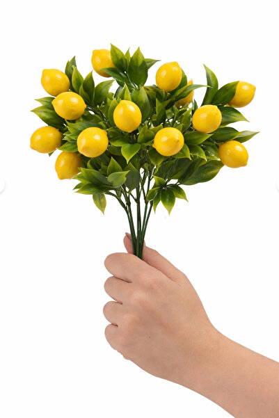 LUZAB Yapay Çiçek Demet Yoğun Yapraklı Yeşil Meyve 35 Cm Limon 12-14 meyve