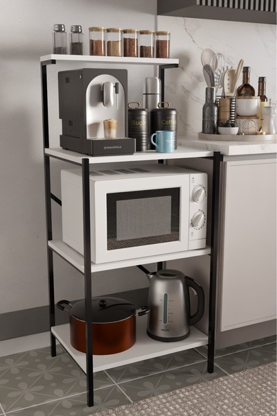 steel desing 4 Raflı Mutfak Rafı,Mikrodalga Standı,Çok Amaçlı Organizer ,Meta...