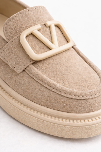 Noliva Women's Beige Suede Buckle Loafer Casual Comfortable Sole Moccasin Shoes