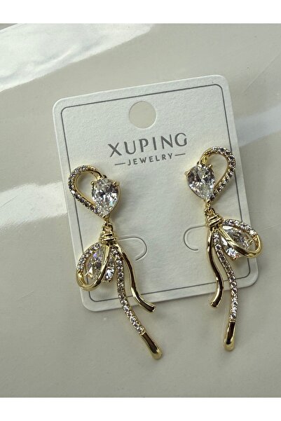Özce Zircon Stone Dangling Bow Detail Studded Stylish Cool Style Modern Jupin...