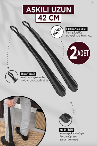 Sunplast 2 Adet 42 cm Sert Plastik Ayakkabı Çekeceği Kerata Ayakkabı İçin Pra...