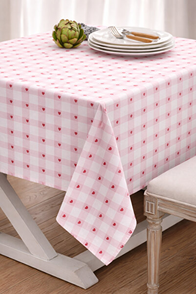 SEZİNİN TAKI DÜKKANI %100 pamuklu kumaş kalp desen şık sofra (masa) örtüsü