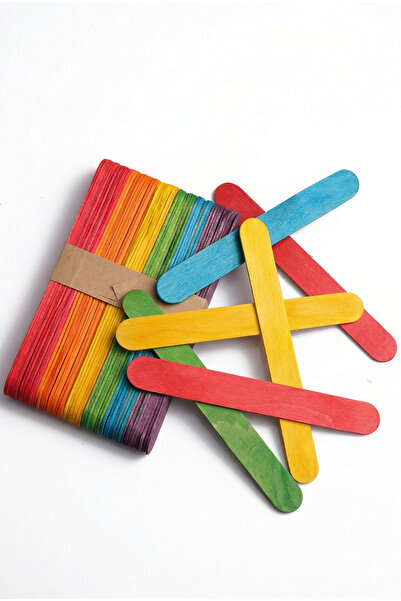 HOBBYRONS 50 Adet, Renkli Dil Çubuğu, Geniş, Doktor Çubuğu, Dondurma Çubuğu, ...