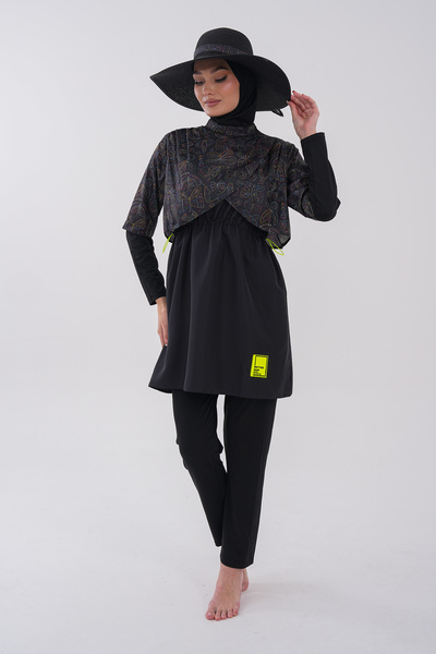 MAG FASHİON 3 τεμάχια Hijab μαγιό με πιέτες λεπτομέρεια στον ώμο Πλήρως καλυμ...