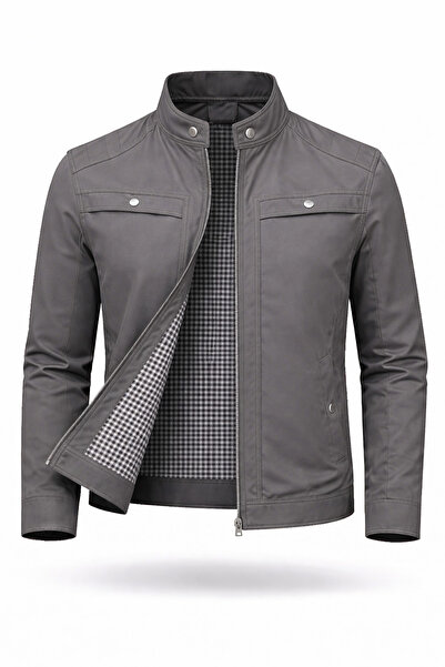 REGOS Erkek Gri Göğüs Ve Kolları Çıtçıt Detaylı Omuzları İşlemeli İnce Mevsim...