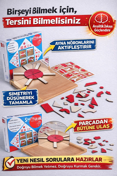 PUHU NÖRO EĞİTİM ARAÇLARI Simetrigram Analitik Zeka Oyunu (5-99 Yaş)