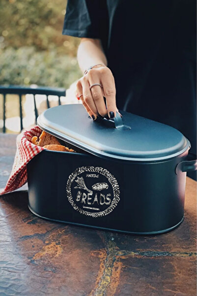 Tugomer Bread Holder Large Size Patterned Metal Bread Storage Box with Lid De...