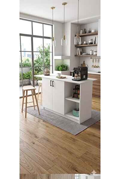 Tanmob MTD0501 Ada Mutfak 120 cm Kapaklı Raflı Beyaz