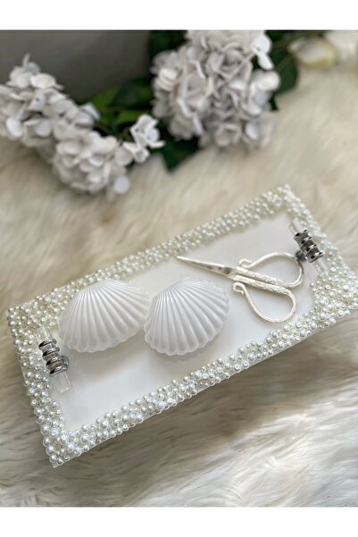 RESİNARTSHOP Epoksi Tepsi Dikdörtgen Full incili Nişan+Damat tepsi seti küçük...