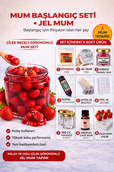 MUMTEDARİK JEL MUM YAPIM SETİ - ÇİLEK REÇEL YAPIMI