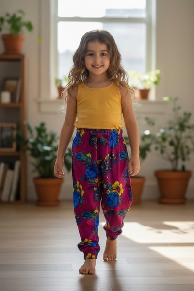 MODA Çiçek Desenli Çocuk Kız Şalvar