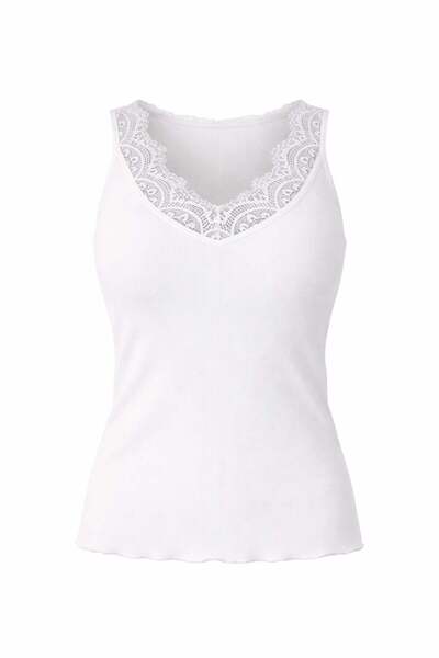 5in1Canpolat Εκρού Δαντελένιο Αθλητικό Τοπ με Ρίγες 30902