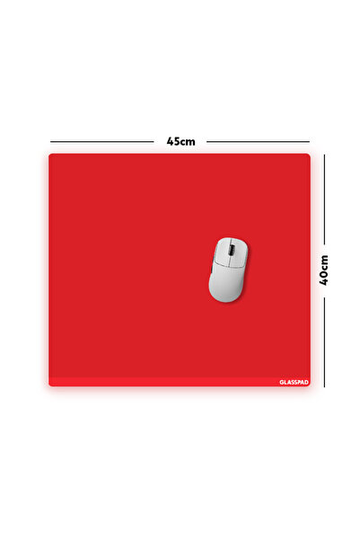 GlassPad Cam Mouse Pad - Kırmızı - Premium Temperli Cam - 45x40 Cm [M]