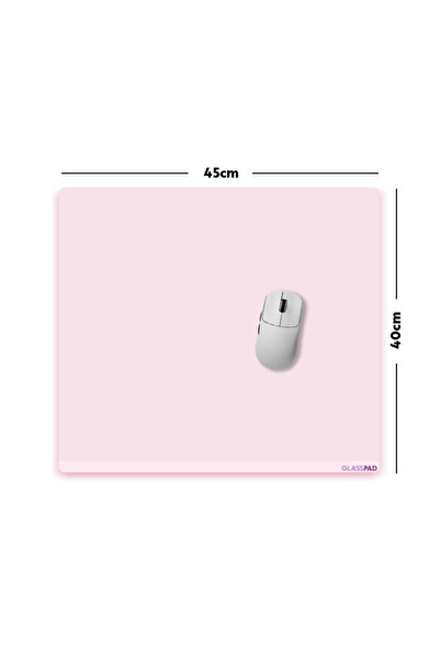 GlassPad Cam Mouse Pad - Toz Pembe - Premium Temperli Cam - 45x40 Cm [M]