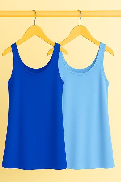 COTENCONCEPT 2 Pieces A-Line Comfortable Fit Basic Thick Strap Undershirt T-S...