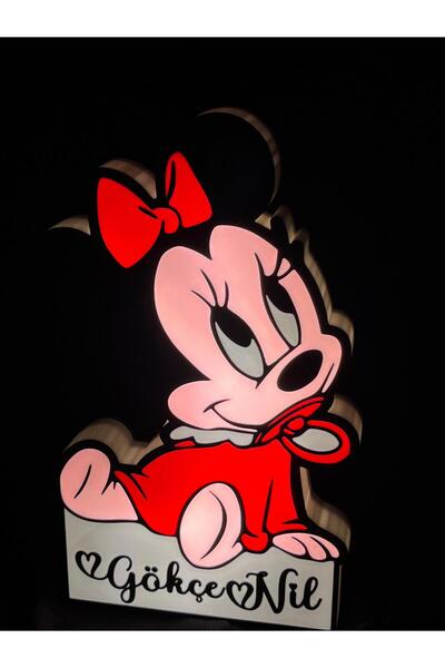 3Dsmallthing BABY MİNNİE MOUSE TEMALI KİŞİYE ÖZEL BEBEK/ÇOCUK GECE LAMBASI - ...