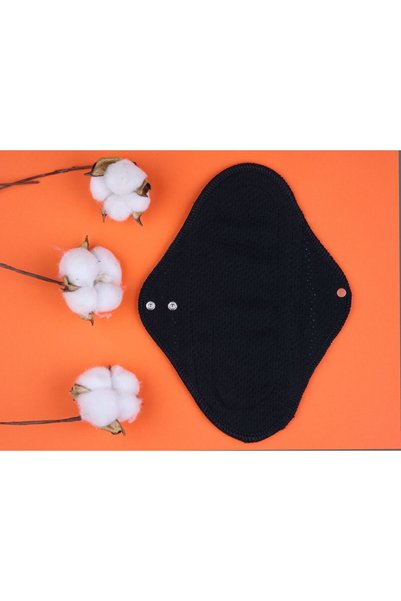 JeniPad W.Beside Cotton Washable Leak Proof Black Women's Pad Mix 3 Pieces (Daily, Normal, Night)
