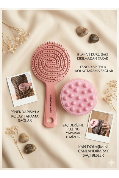 SEVRU Profesyonel Üç Boyutlu Oval Saç Tarağı Ve Duş Fırçası Yumuşak Tarak Sil...