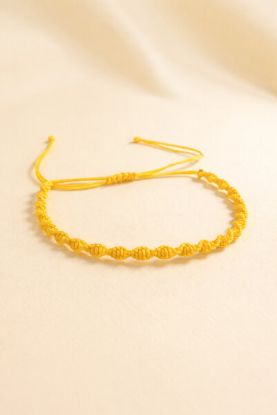 Crystal Atelier Spiral Macrame Bracelet Yellow Adjustable Unisex Braided Rope...