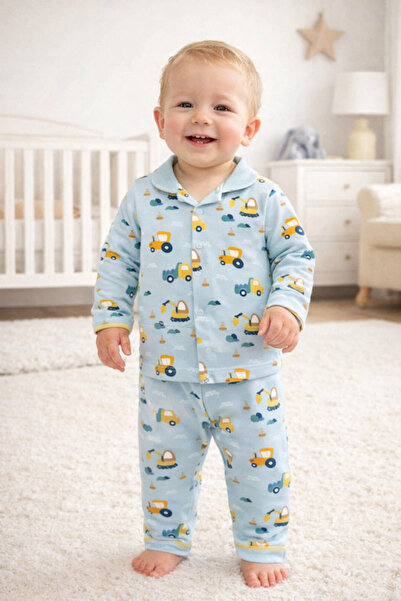 moukou Baby Boy Pajama Set 100% Combed Cotton - Long Sleeve with Front Snap B...