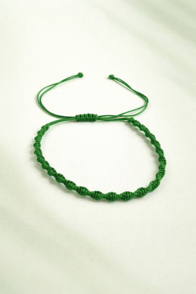Crystal Atelier Spiral Makrome Bileklik Yeşil Asansörlü Ayarlanabilir Unisex ...