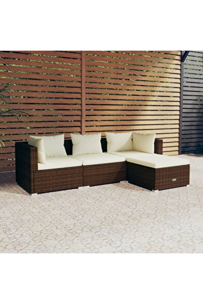 Concept Set mobilier de grădină cu perne, 4 piese, maro, poliratan