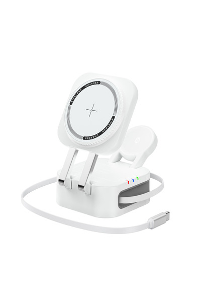 Choice1 White 3 in 1 Magnetic Wireless Charger Stand For iPhone 12 13 14 15 1...