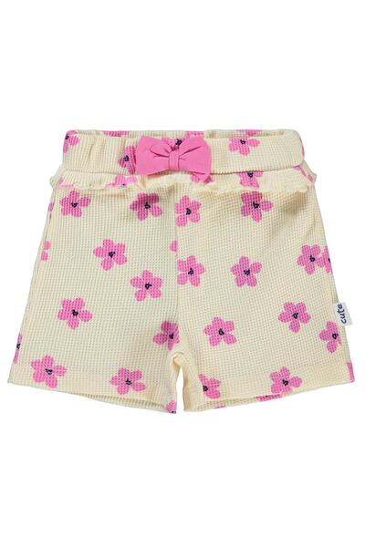 Civil Baby Çiçek Empirmeli 6-18 Ay Şort - Fil Dişi