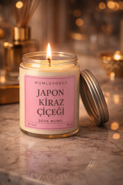 Japon Kiraz Çiçeği Kokulu Doğal Soya Mumu – 190 gr
