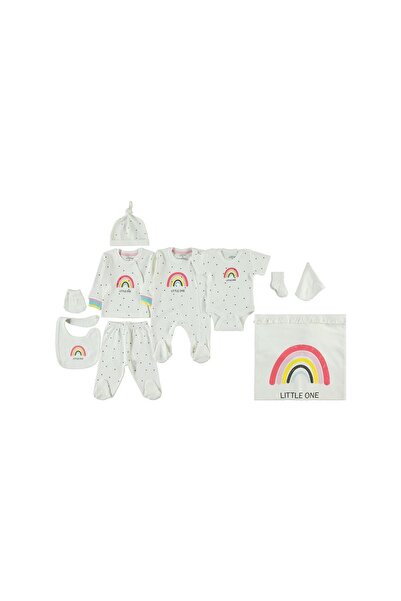 Aziz Bebe Kız Bebek 10'lu Zıbın Takımı 0-3 Ay Ekru