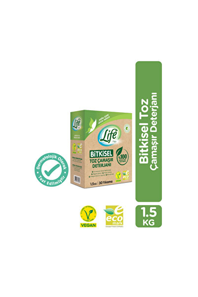 Life by Fakir Bitkisel Vegan Doğal Toz Çamaşır Deterjanı Renkli Ve Beyazlar 1...